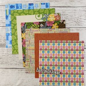 12x12 Scrapbook Paper Lot Travel Beach Vacation Ocean Fish Flip Flops 19